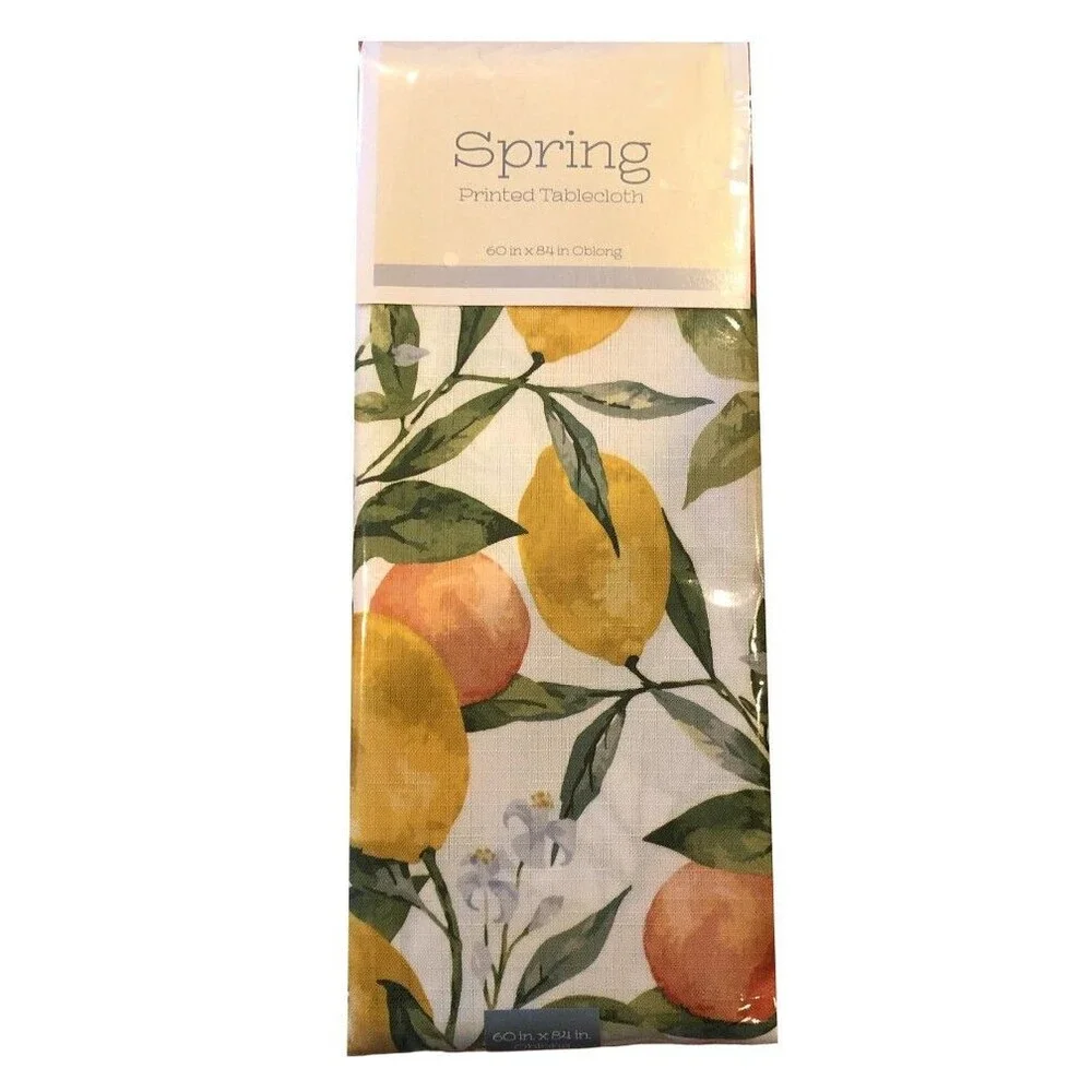 Lemon Lemons Fabric Tablecloth French Country Easy Care Polyester 60x84